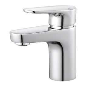 GoodHome Cavally Small Gloss Chrome effect Round Deck-mounted Manual Basin Mono mixer Tap