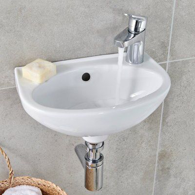 GoodHome Cavally Small Gloss Chrome effect Round Deck-mounted 