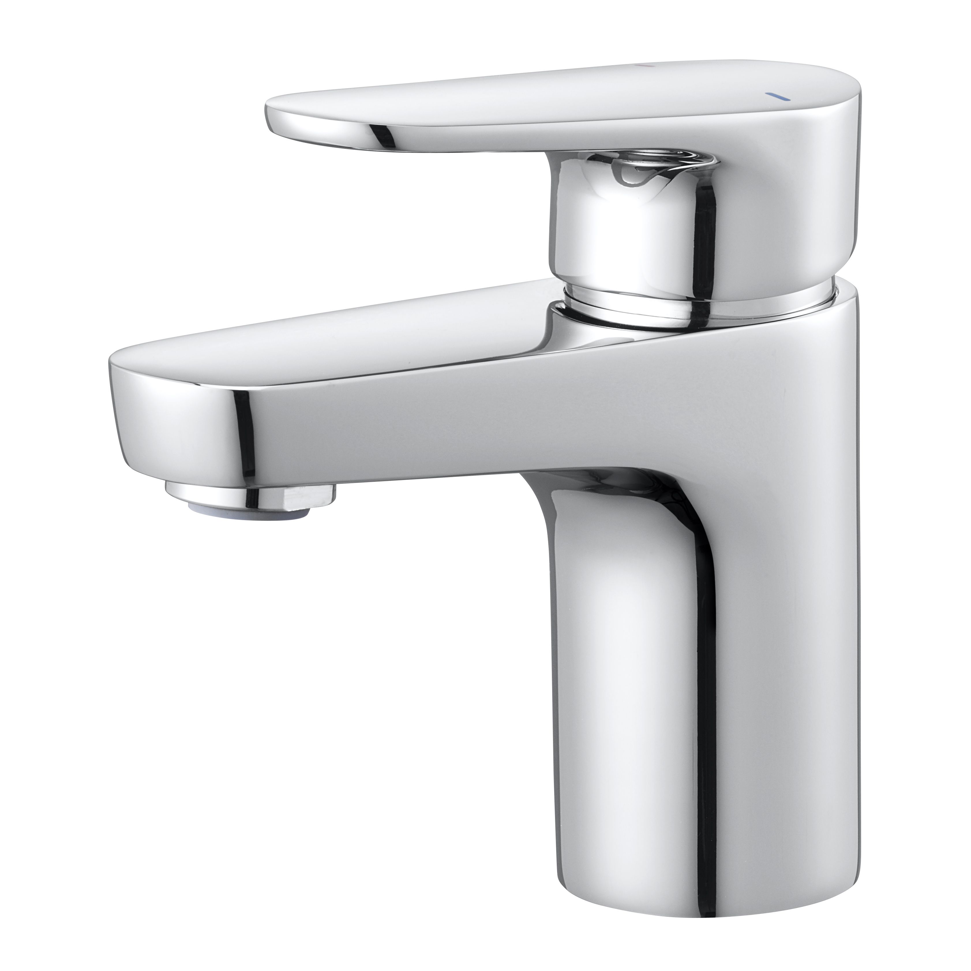 GoodHome Cavally Small Gloss Chrome effect Round Manual Basin Mono mixer Tap