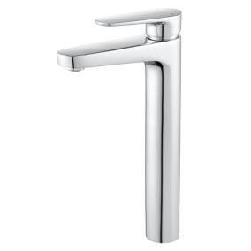 GoodHome Cavally Tall Gloss Chrome effect Round Manual Sink or worktop Mono mixer Tap