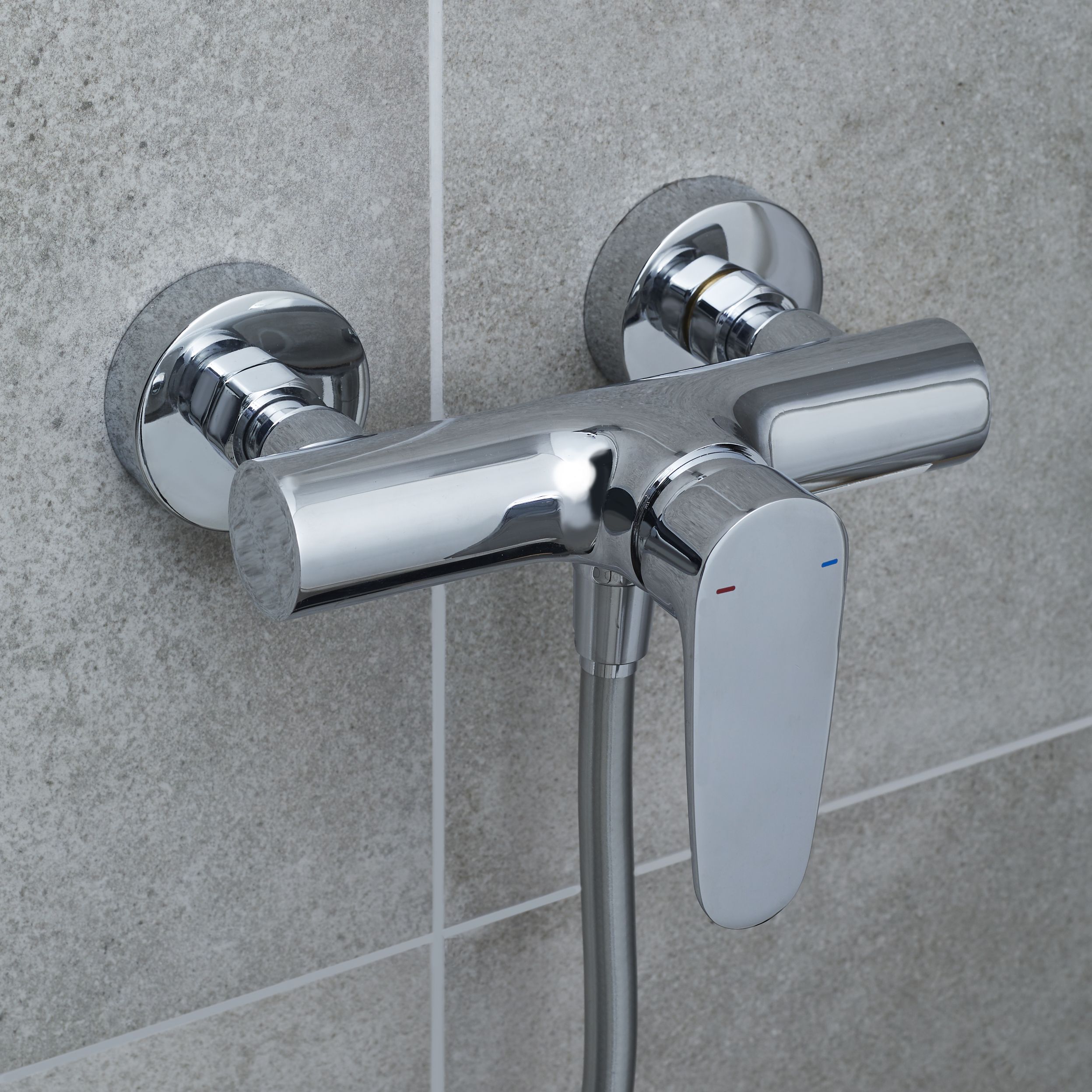 GoodHome Cavally ¼ turn 1 outlet Chrome effect Shower mixer
