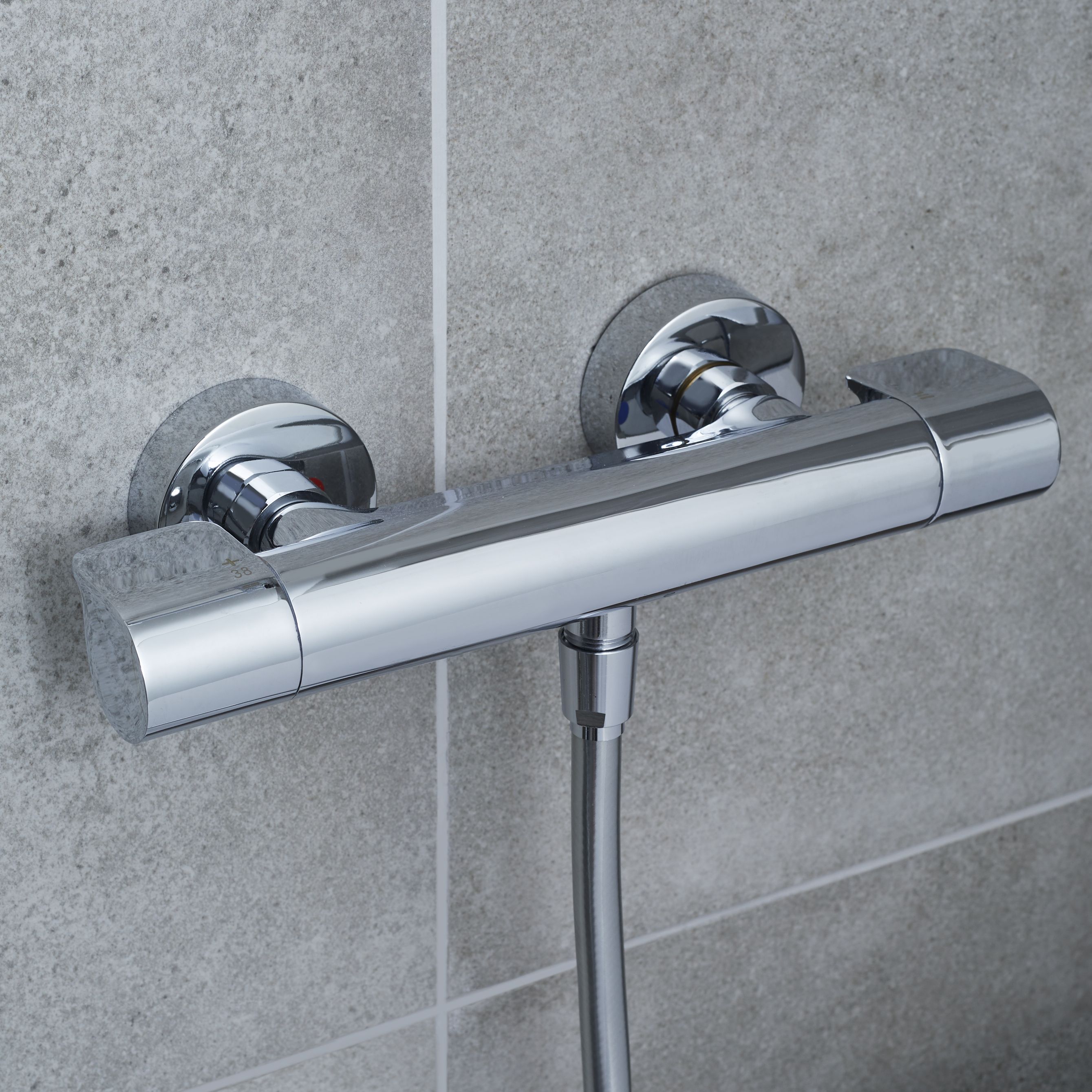 GoodHome Cavally ¼ turn 1 outlet Chrome effect Thermostatic Shower mixer