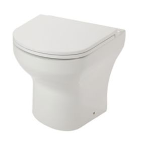 GoodHome Cavally White Back to wall Toilet set with Soft close seat & Concealed cistern