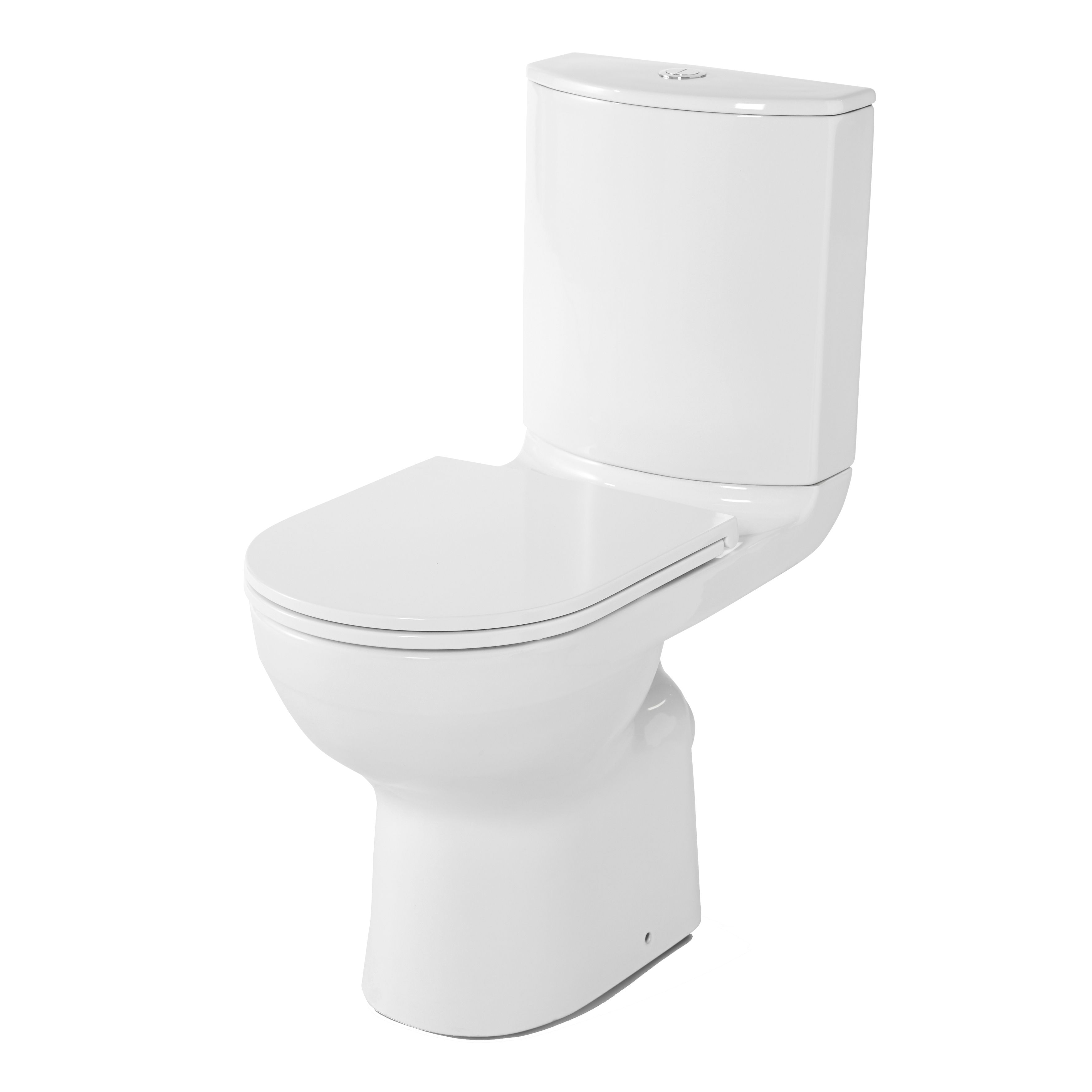 GoodHome Cavally White Close-coupled Comfort height Toilet set with Soft close seat & Exposed cistern