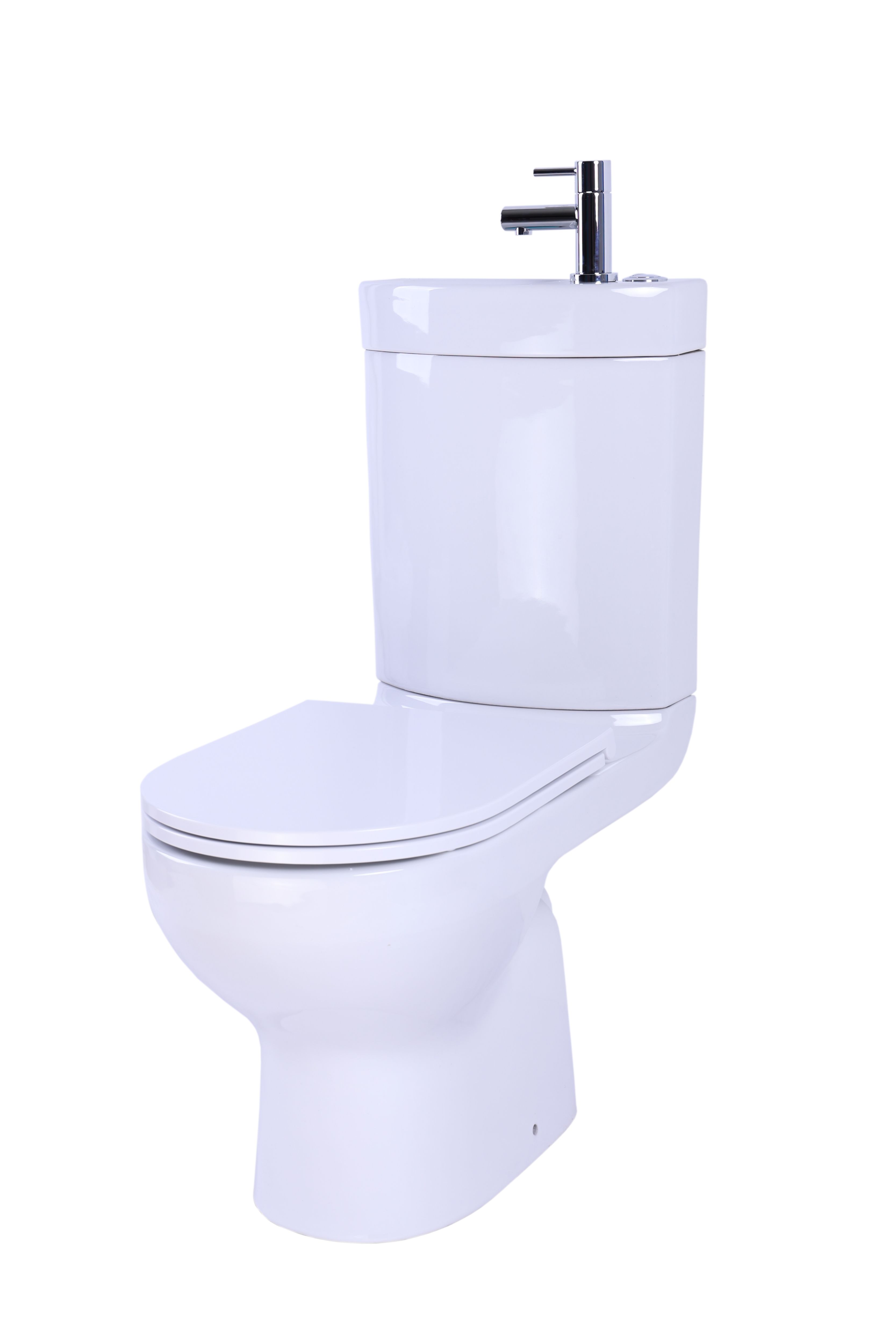 GoodHome Cavally White Closecoupled Toilet, basin & tap pack (W)885mm