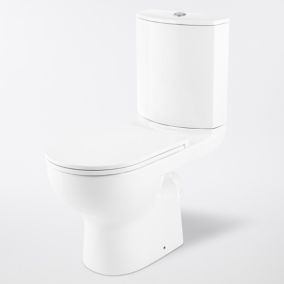 GoodHome Cavally White Close-coupled Toilet set with Soft close seat & Exposed cistern