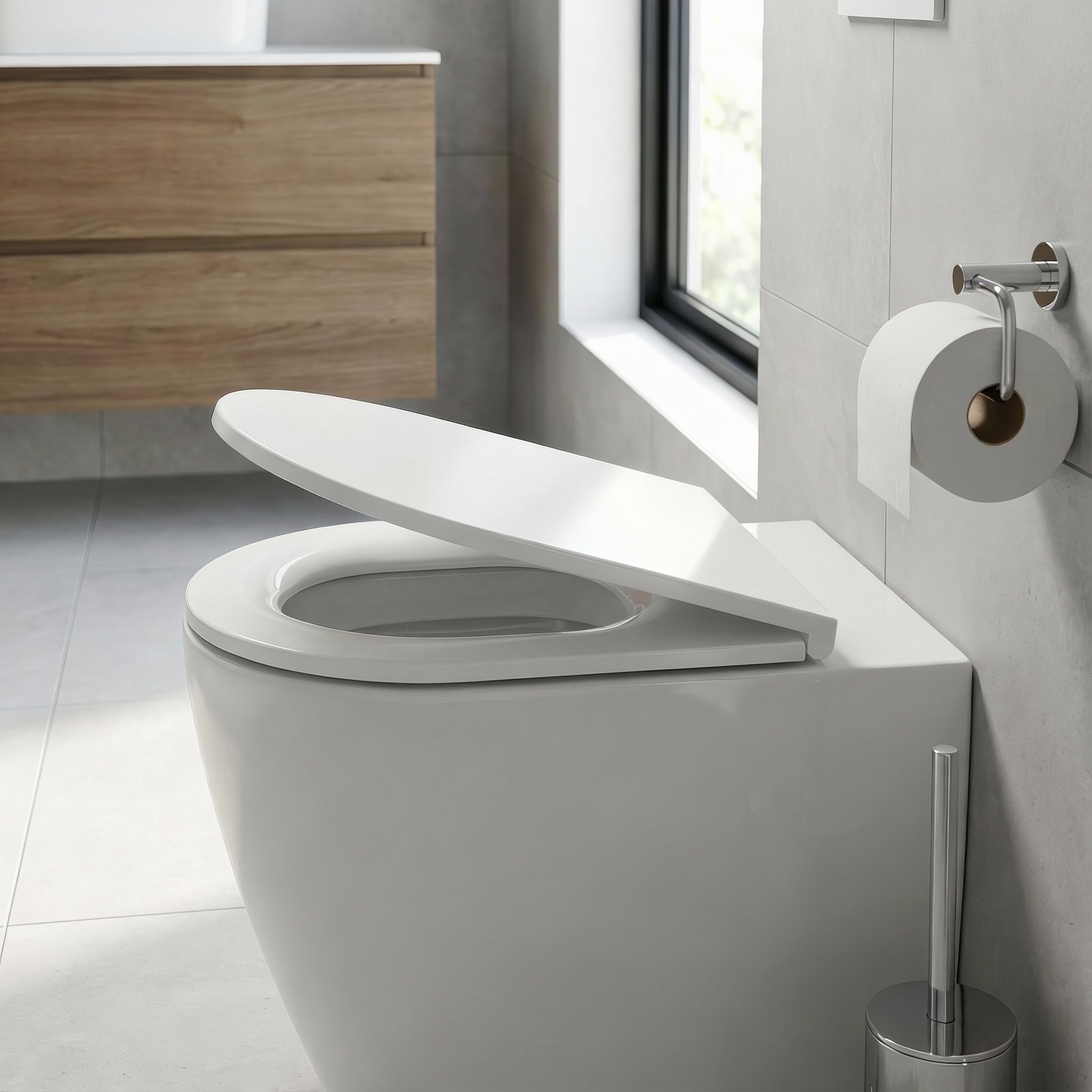 GoodHome Cavally White D-shaped Soft close Toilet seat