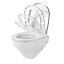 GoodHome Cavally White Rimless Back to wall Round Toilet pan with Soft close seat