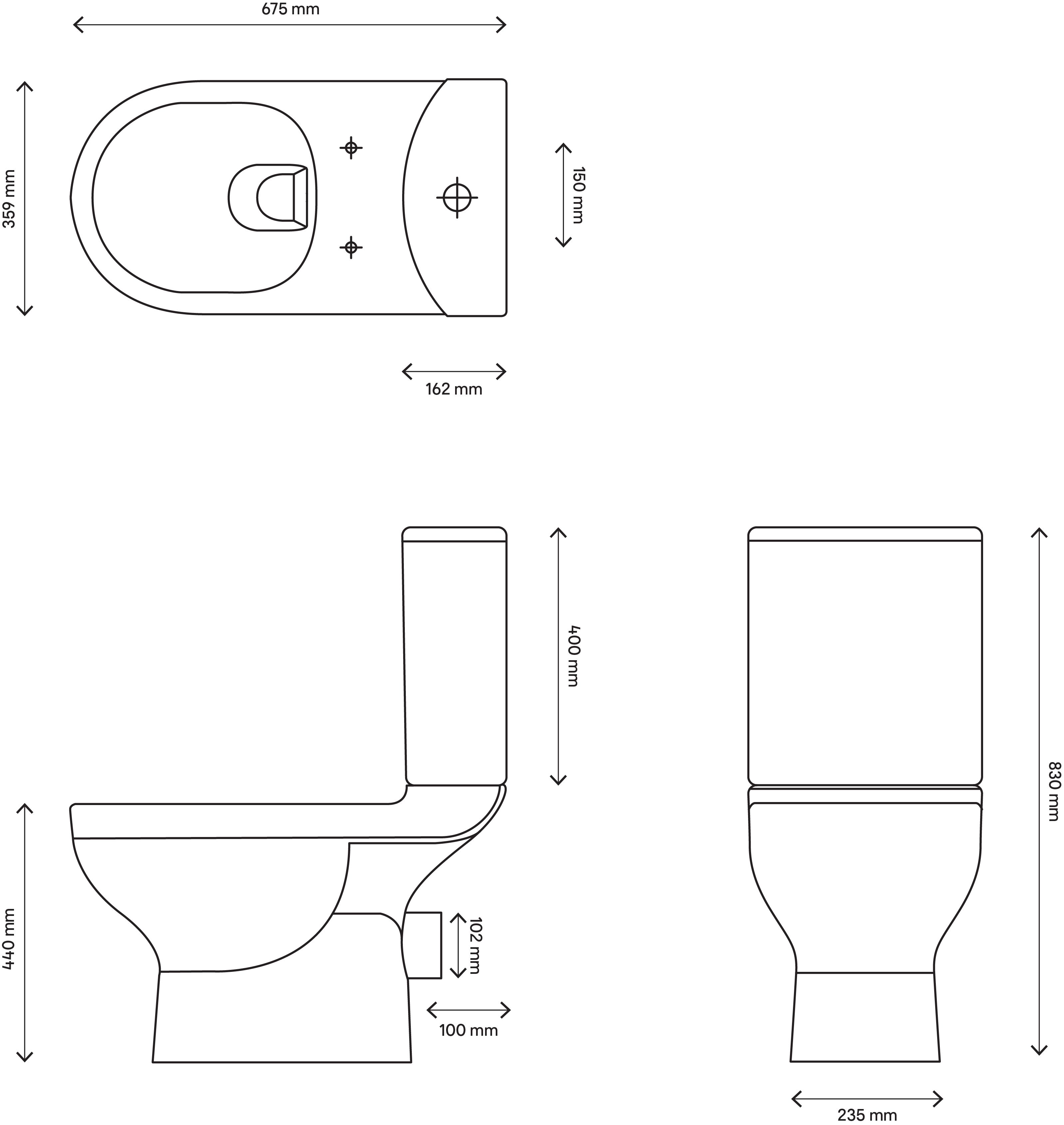 GoodHome Cavally White Rimless Close-coupled Toilet Soft close seat