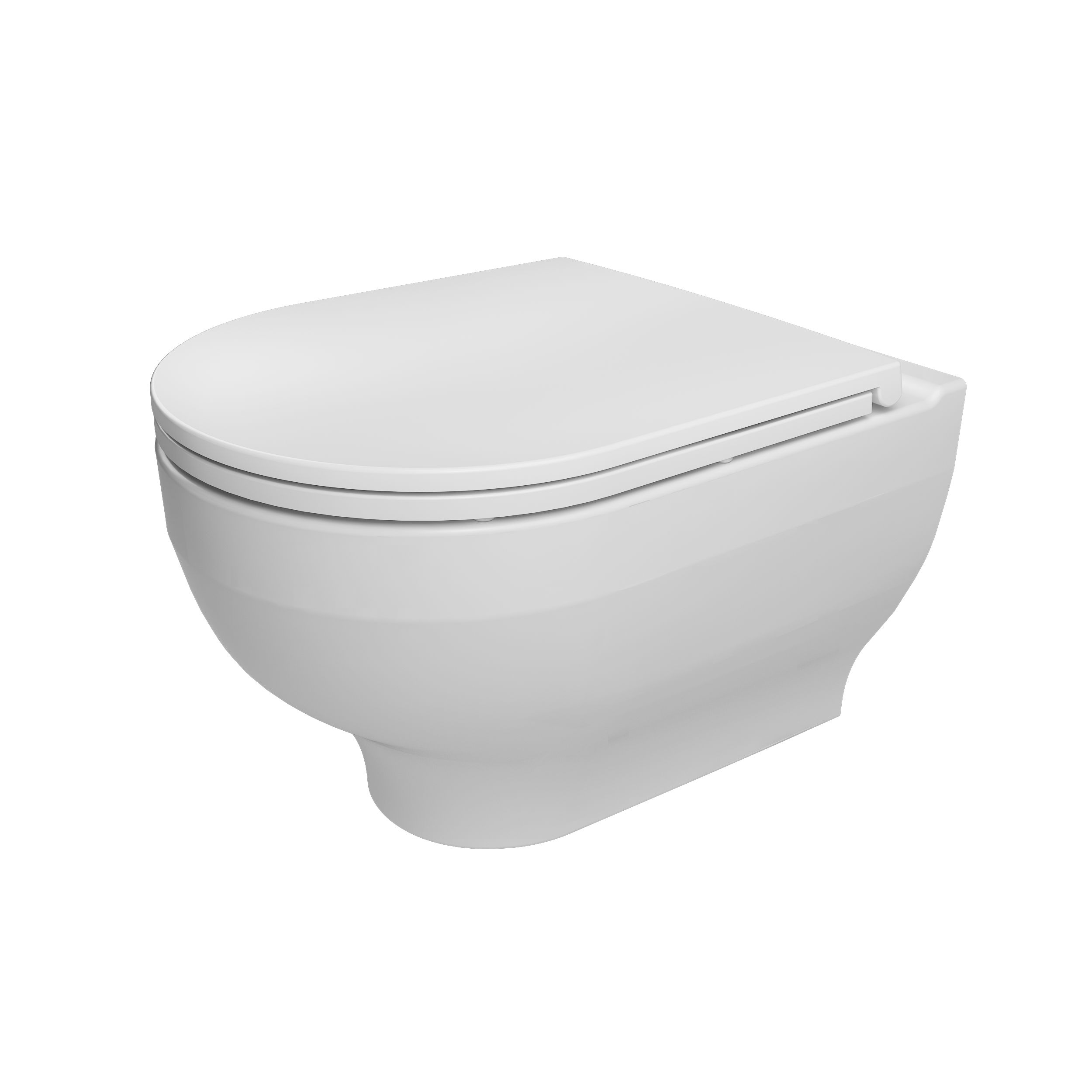 GoodHome Cavally White Rimless Wall hung Round Toilet pan with Soft