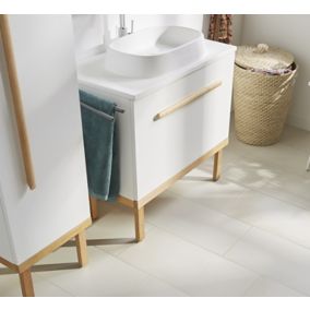 GoodHome Ceara White Oblong Counter-mounted Counter top Basin (W)80cm