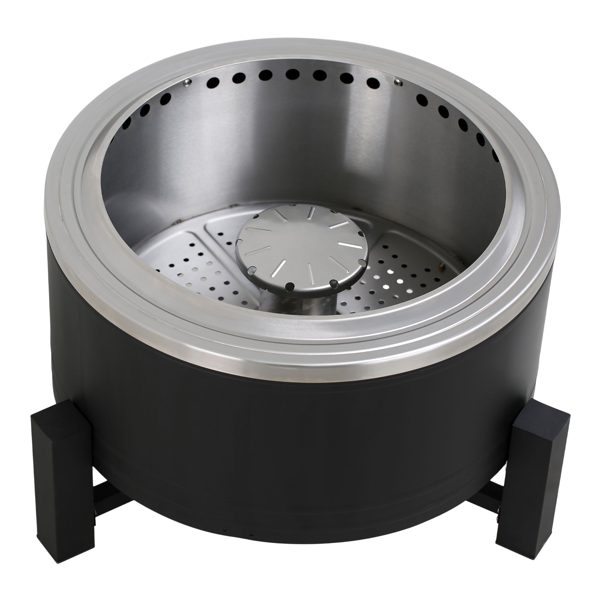 GoodHome Celsian Steel Matt Black Round Firepit