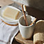 GoodHome Cervia Gloss White Bamboo & ceramic Soap dish