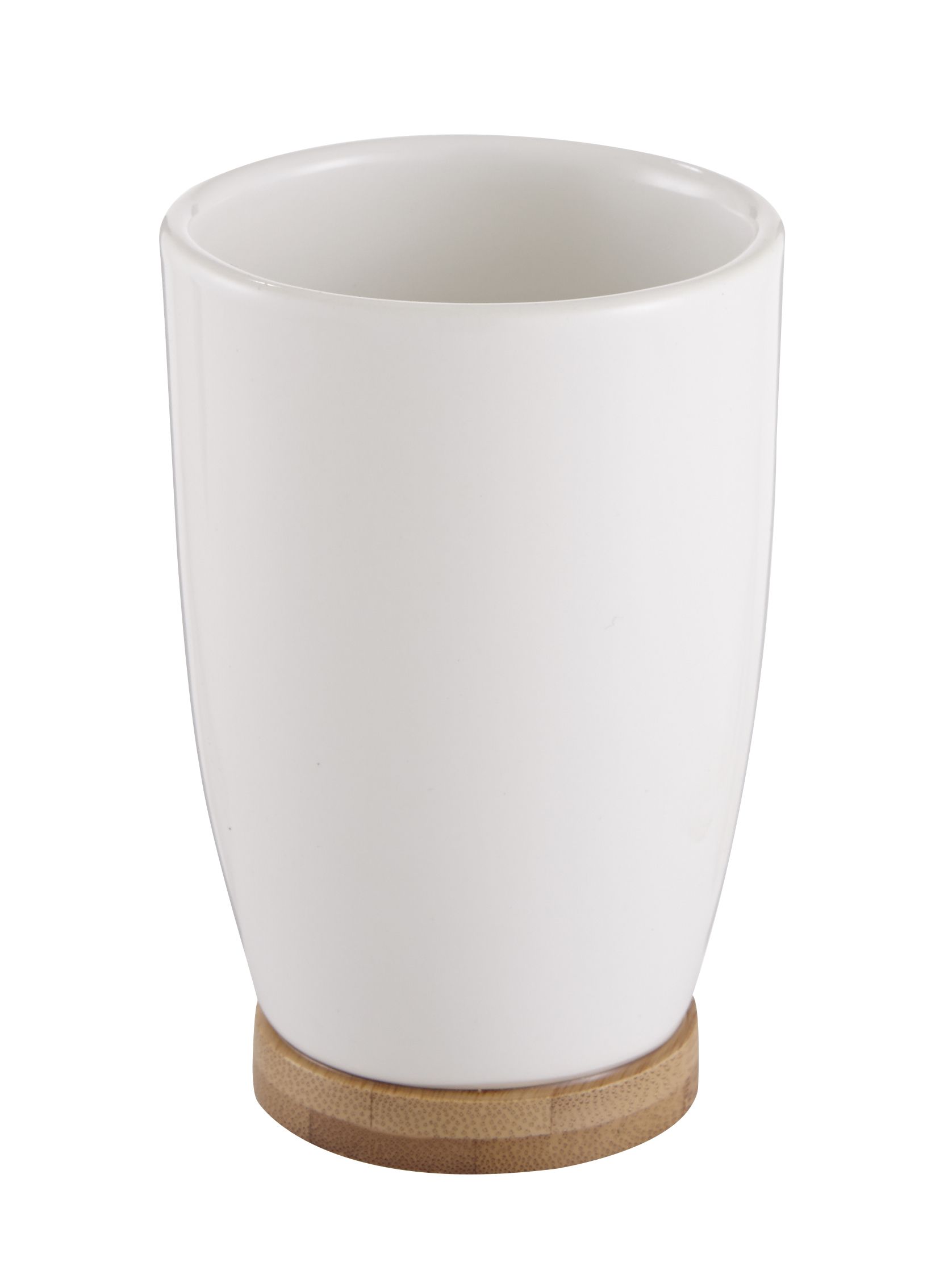 GoodHome Cervia Gloss White Bamboo & ceramic Tumbler