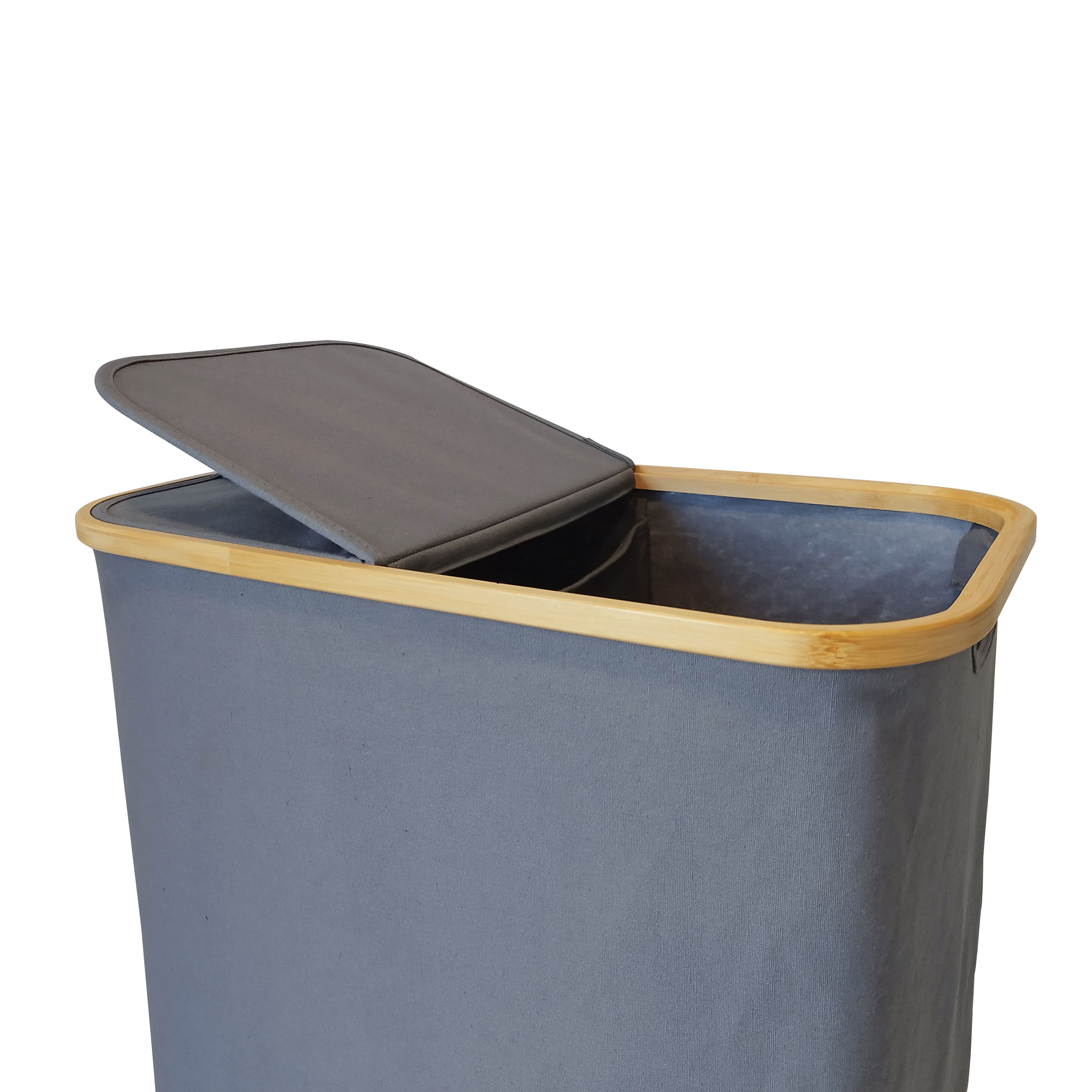 GoodHome Cervia Grey Bamboo & cotton Medium Laundry basket, 106L
