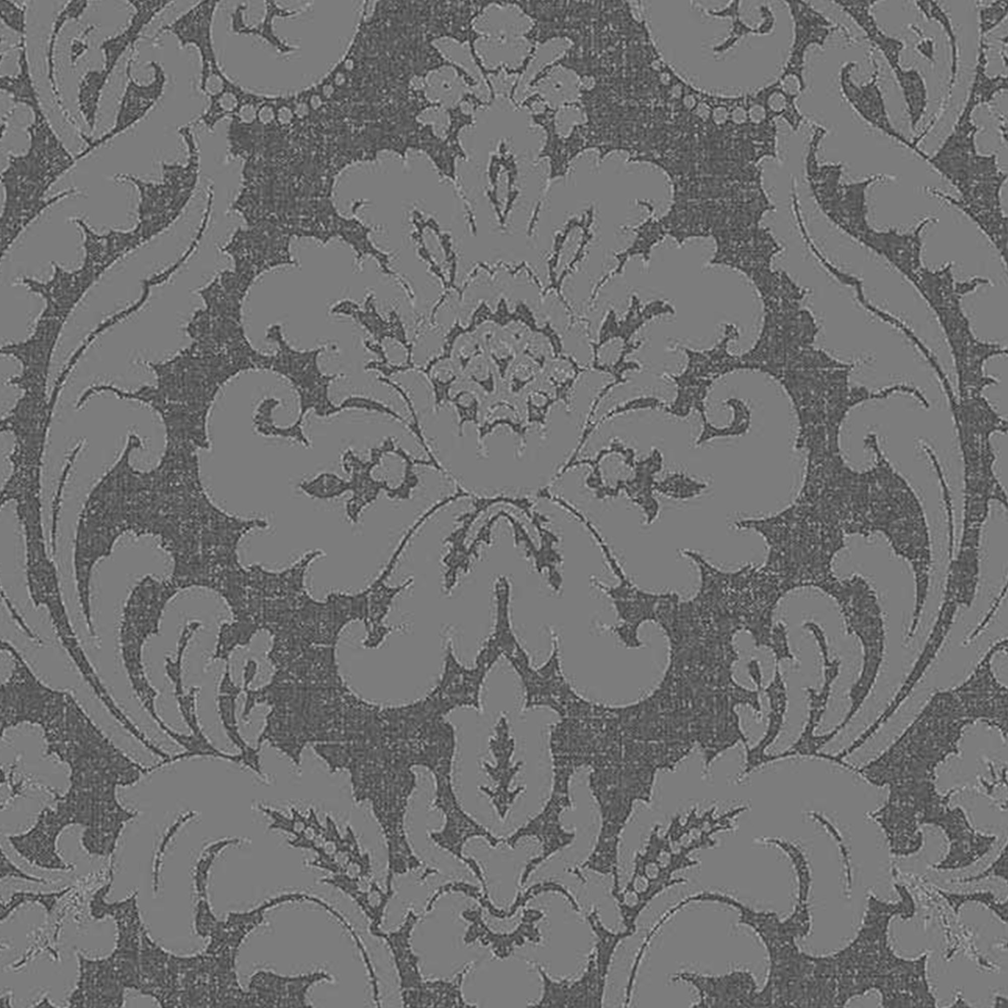 GoodHome Chalfont Charcoal Glitter effect Damask Textured Wallpaper