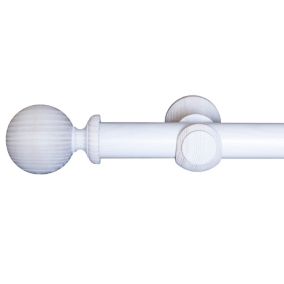 28/28mm Double Layer Gloss White Eyelet Curtain Pole Ball Ends 1.2m 1.5m 2.4m 3m 