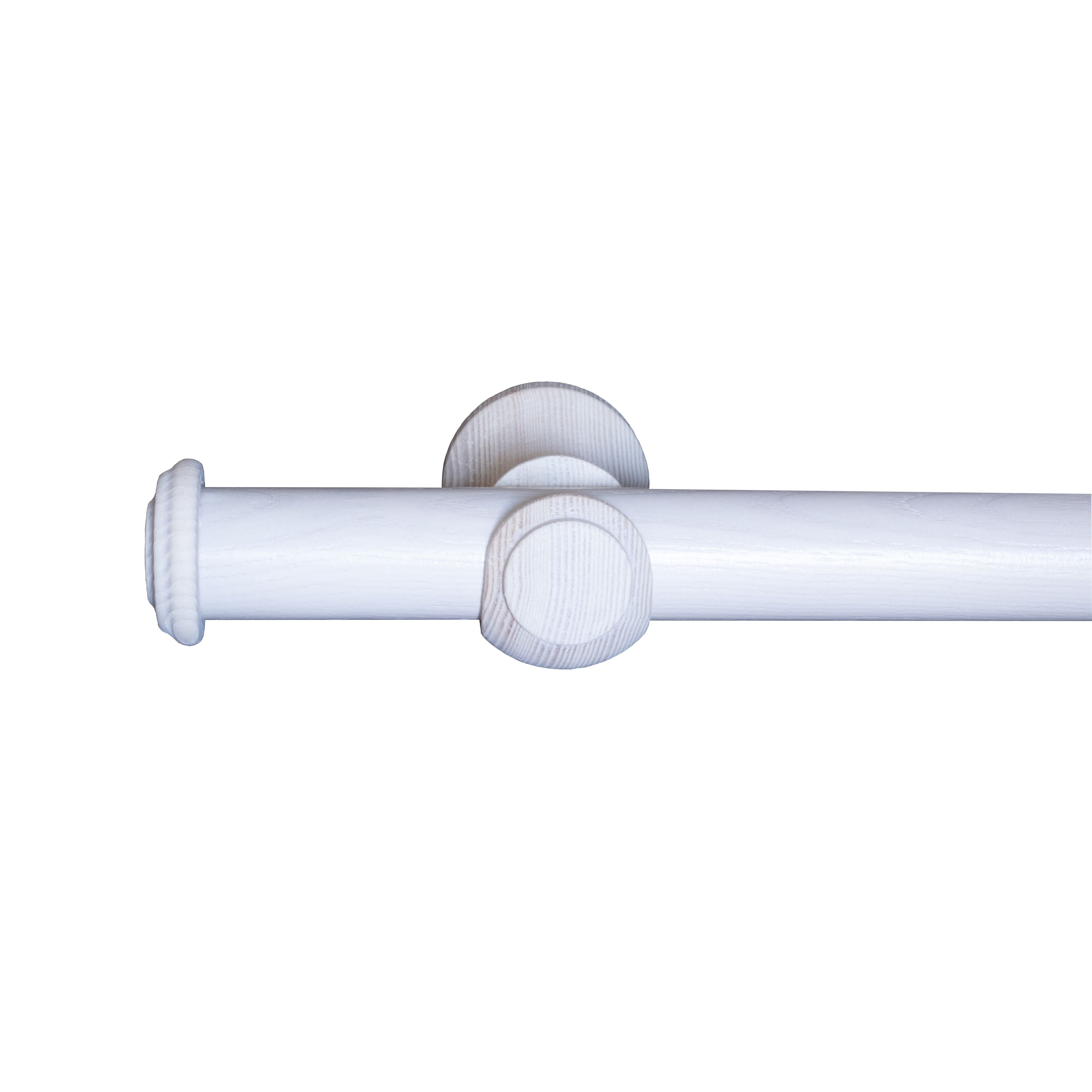 GoodHome Chalki Matt White Oak effect Fixed Button Curtain pole Set, (L)3m (Dia)35mm