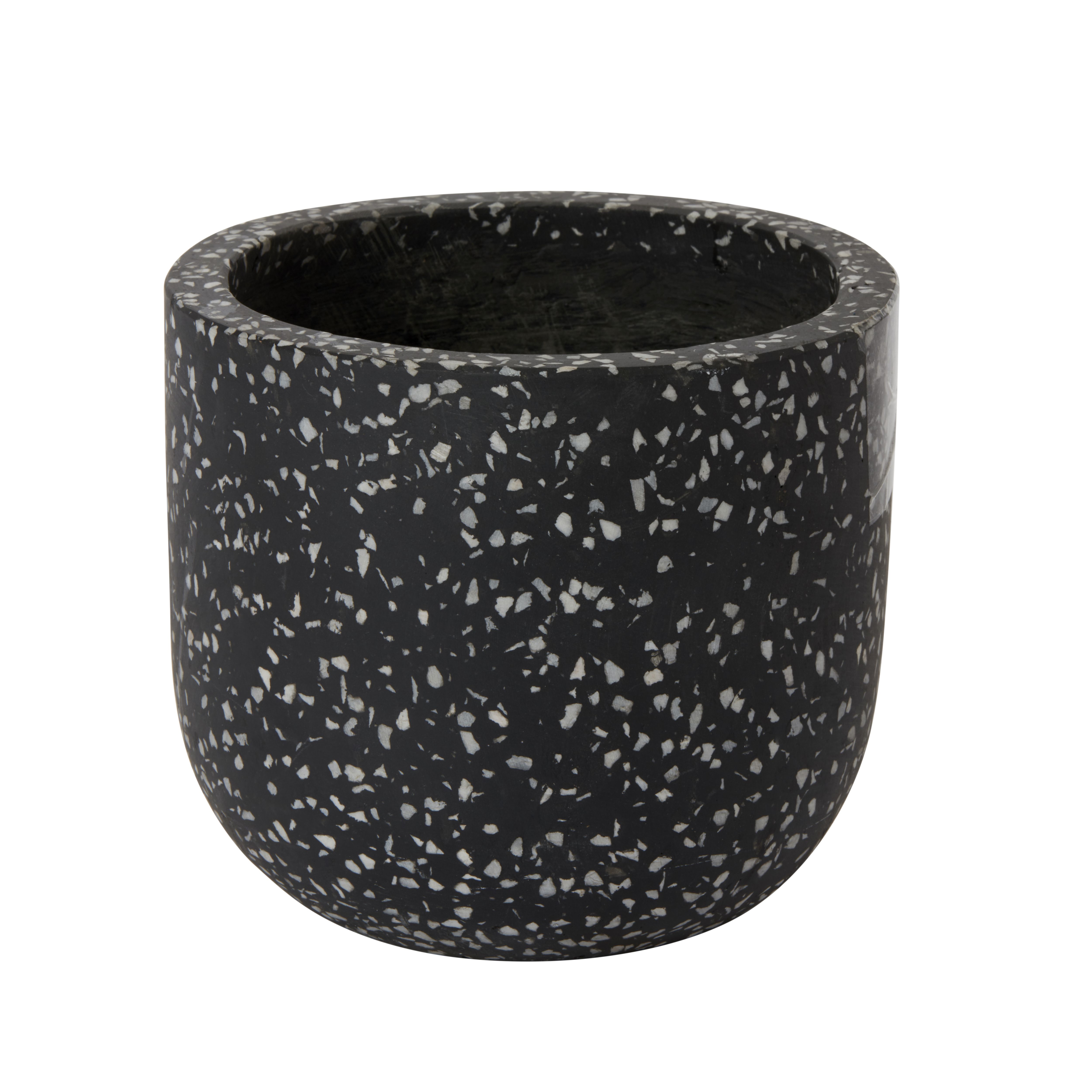 GoodHome Charcoal Speckled Circular Plant pot (Dia) 16.2cm, (H)14cm, 2.3L