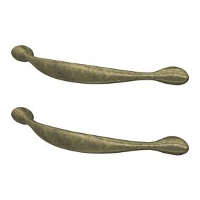 GoodHome Chervil Antique brass effect Kitchen cabinets Bow Pull Handle (L)15.86cm (D)35mm, Pack of 2