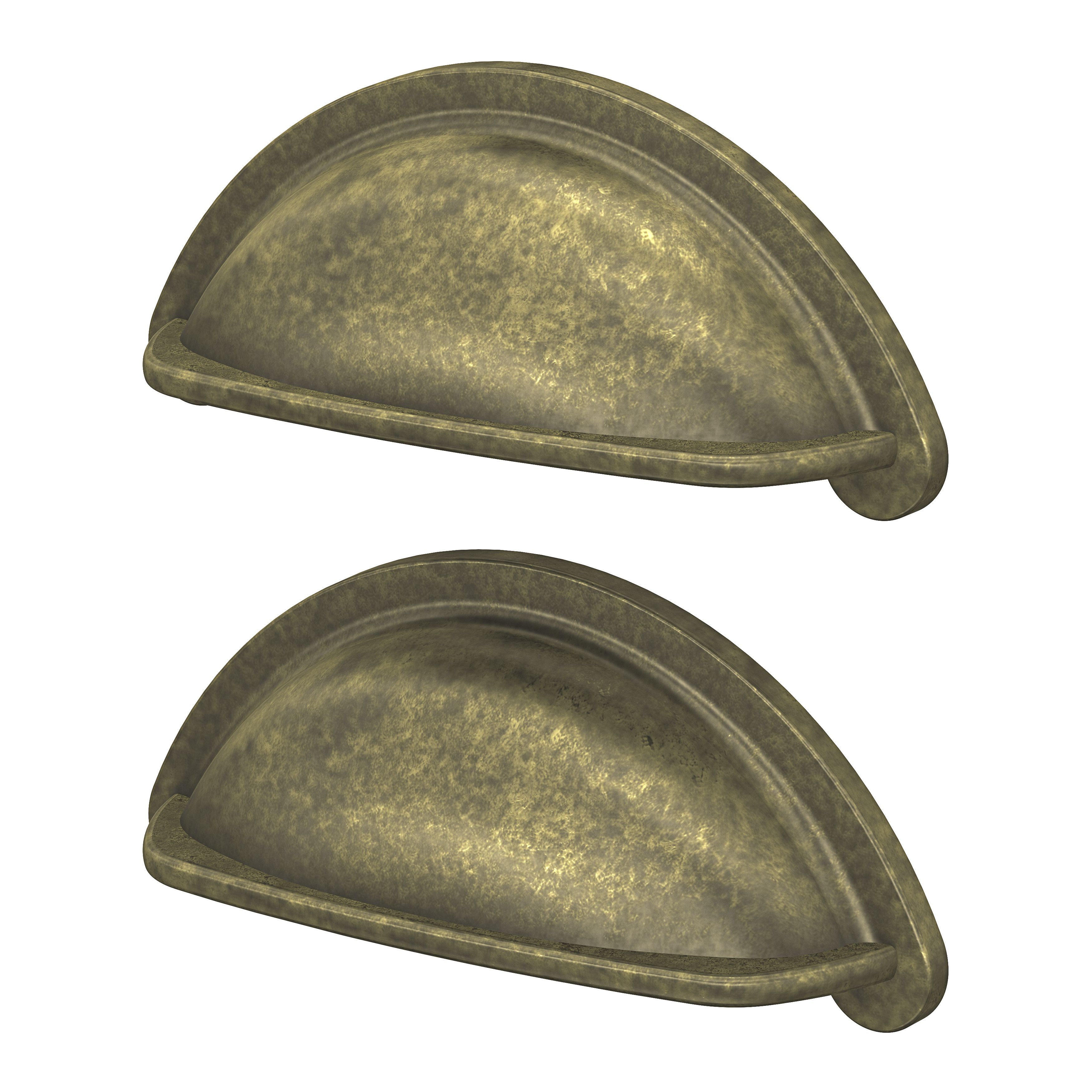 GoodHome Chervil Antique brass effect Kitchen cabinets Cup Pull handle, (L)94.6mm x (D)24mm, Pack of 2
