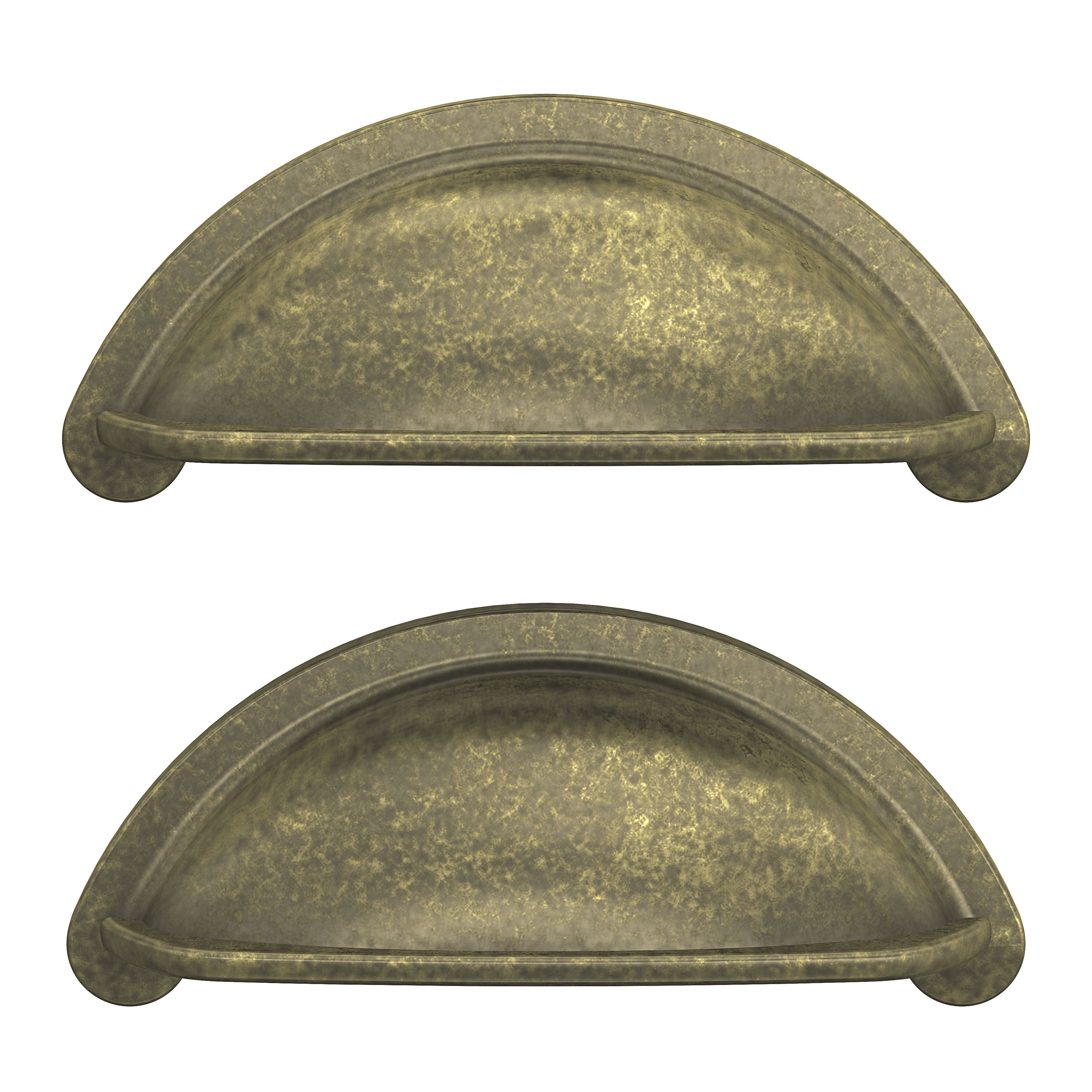 GoodHome Chervil Antique brass effect Kitchen cabinets Cup Pull handle, (L)94.6mm x (D)24mm, Pack of 2