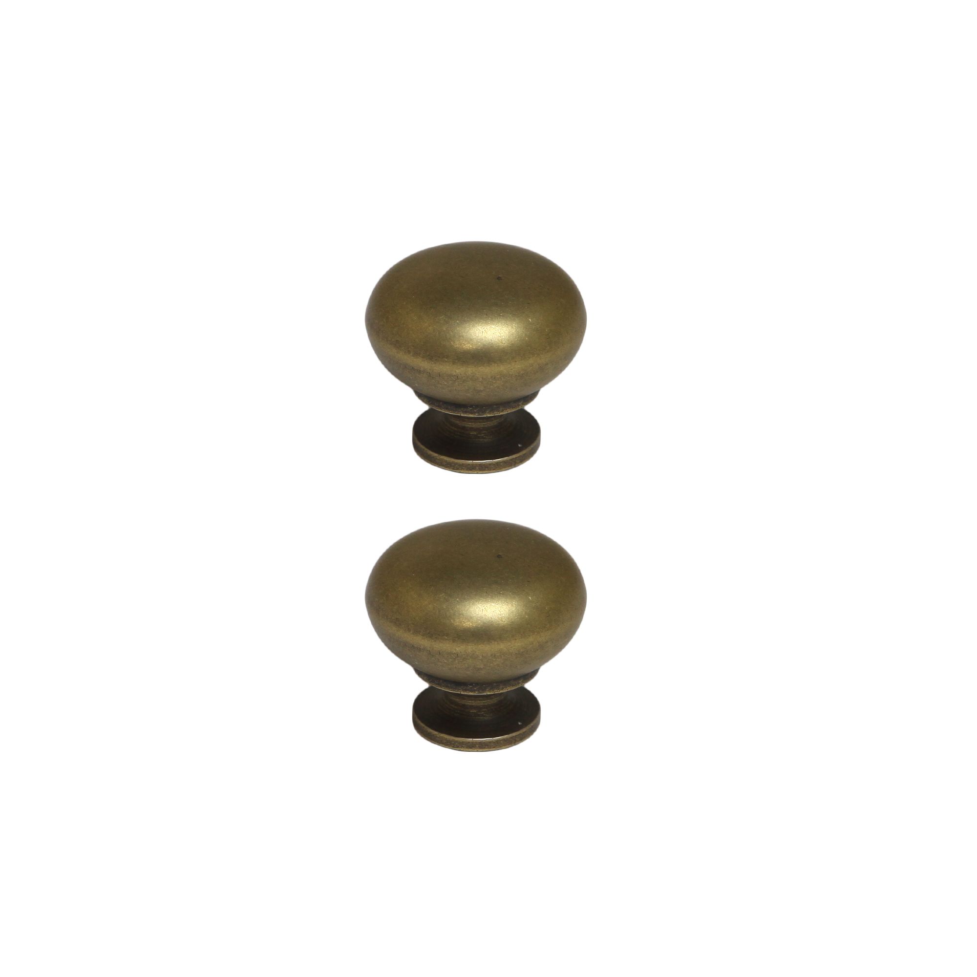 GoodHome Chervil Antique brass effect Kitchen cabinets Round Pull handle, (L)32mm x (D)30.5mm, Pack of 2