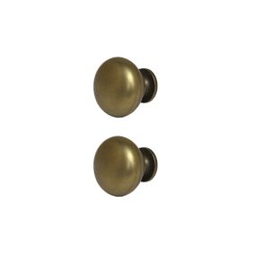 GoodHome Chervil Antique brass effect Round Pull Kitchen cabinets Handle (L)32mm (H)32mm, Pack of 2