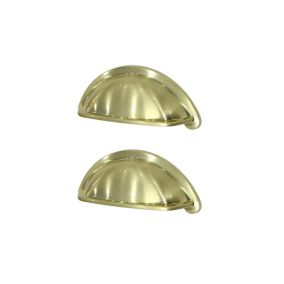 GoodHome Chervil Brass effect Kitchen cabinets Cup Pull Handle (L)9.46cm, Pack of 2