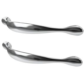 GoodHome Chervil Chrome effect Kitchen cabinets Bow Pull Handle (L)15.86cm (D)35mm, Pack of 2