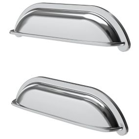 GoodHome Chervil Chrome effect Kitchen cabinets Cup Pull Handle (L)16cm (D)24mm, Pack of 2