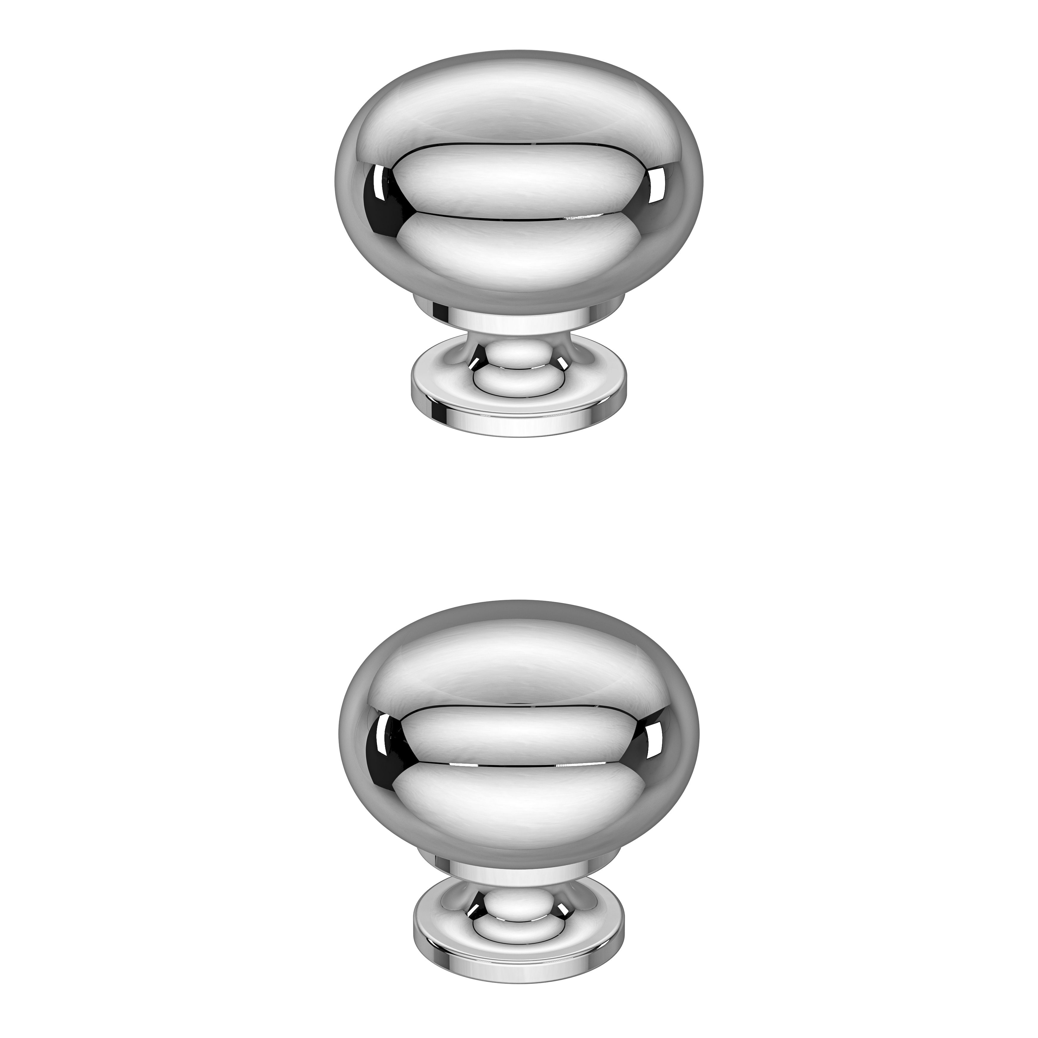 GoodHome Chervil Chrome effect Kitchen cabinets Round Pull Handle, (L)32mm x (D)30.5mm, Pack of 2