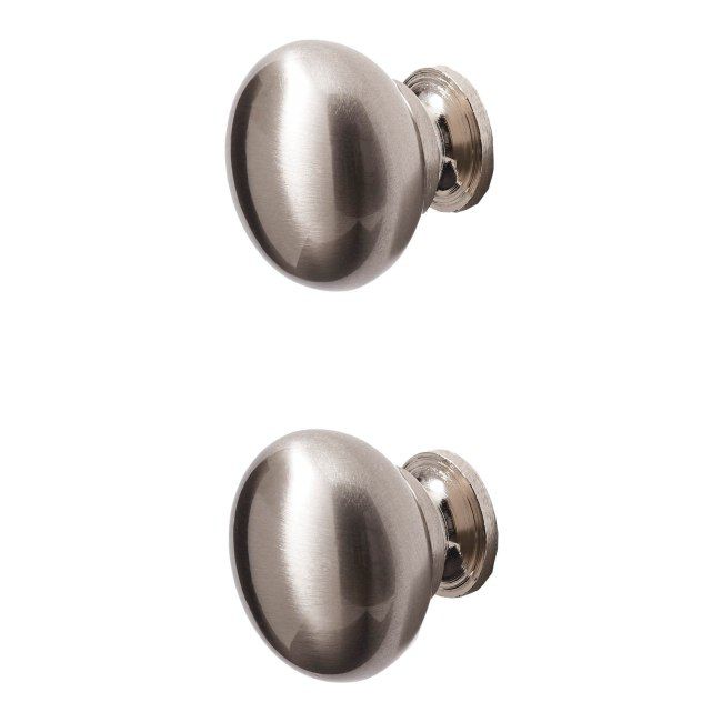 GoodHome Chervil Nickel effect Kitchen cabinets Round Pull Handle, (L)32mm x (D)31mm, Pack of 2