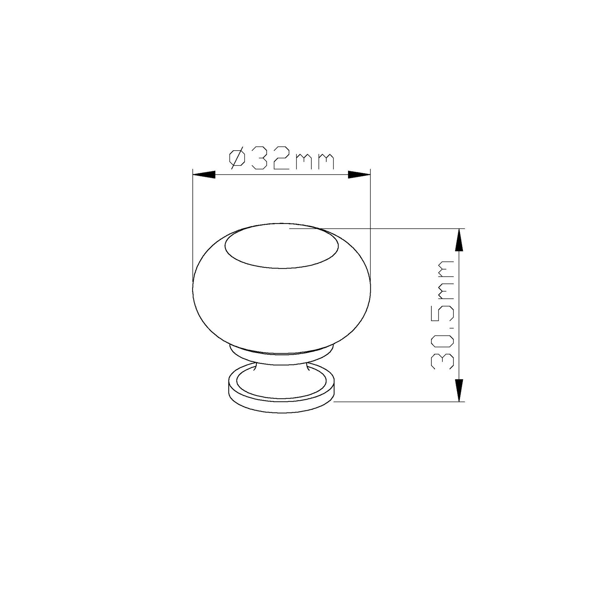 GoodHome Chervil Nickel effect Kitchen cabinets Round Pull Handle, (L)32mm x (D)31mm, Pack of 2