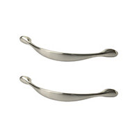 GoodHome Chervil Satin Nickel effect Kitchen cabinets Handle (L)15.86cm, Pack of 2