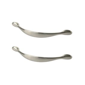 GoodHome Chervil Satin Nickel effect Kitchen cabinets Handle (L)15.86cm, Pack of 2