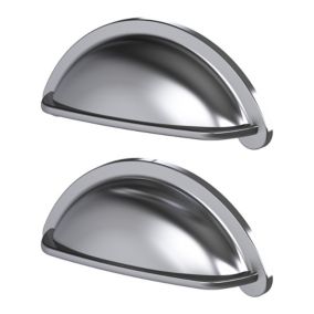 GoodHome Chervil Satin Nickel effect Kitchen cabinets Handle (L)9.46cm, Pack of 2