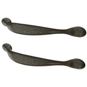 GoodHome Chervil Satin Pewter effect Bow Pull Kitchen cabinets Handle (L)158.6mm (H)13.9mm, Pack of 2
