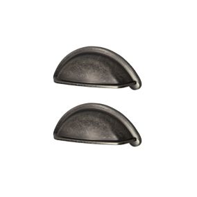 GoodHome Chervil Satin Pewter effect Cup Pull Kitchen cabinets Pull handle (L)94.6mm (H)39.8mm, Pack of 2