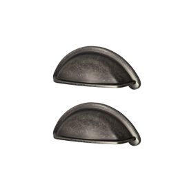 GoodHome Chervil Satin Pewter effect Kitchen cabinets Cup Pull handle (L)9.46cm (D)24mm, Pack of 2