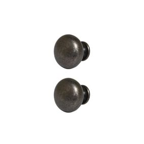 GoodHome Chervil Satin Pewter effect Round Pull Kitchen cabinets Handle (L)32mm (H)32mm, Pack of 2