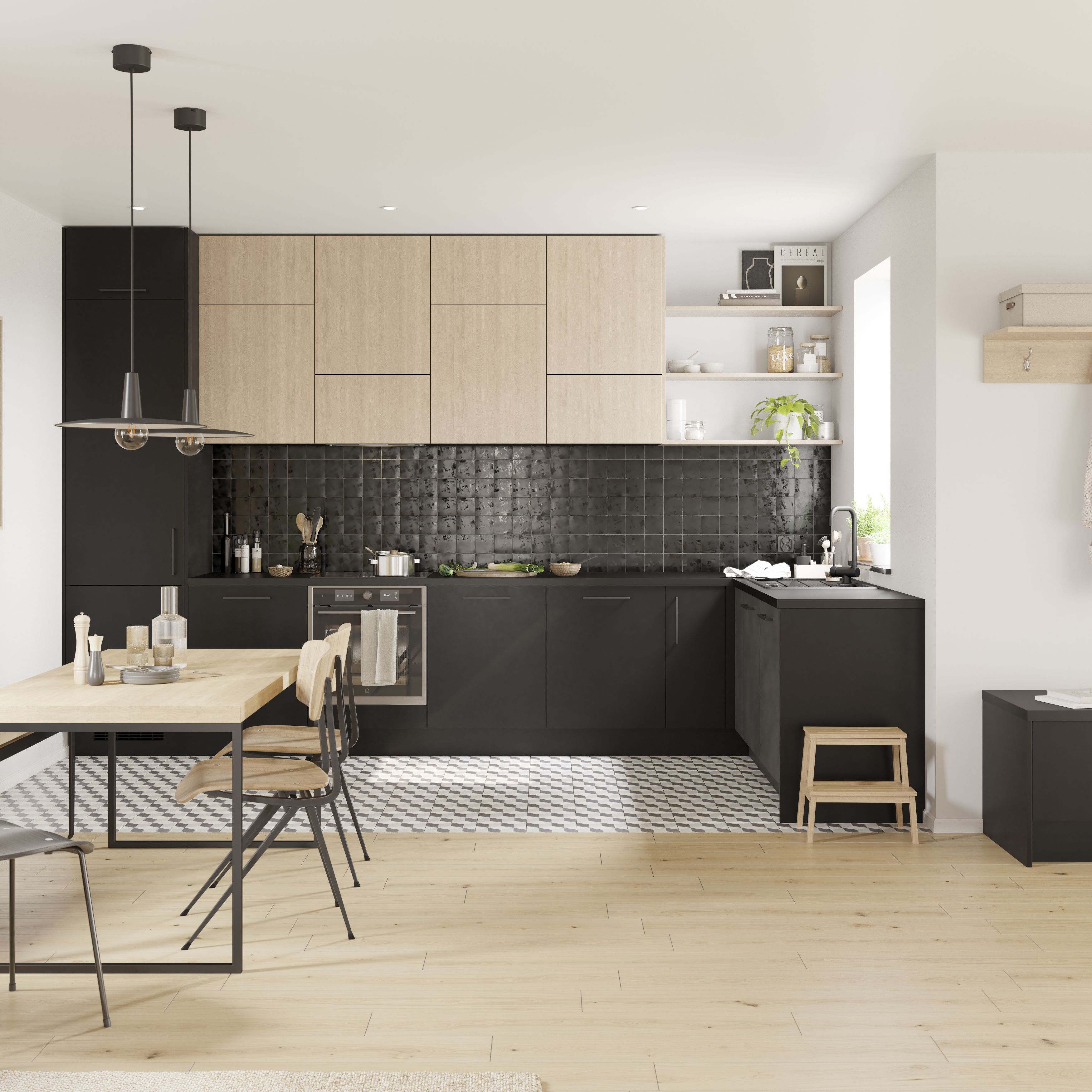 GoodHome Chia Light oak effect slab Standard Appliance Filler panel (H)58mm (W)597mm