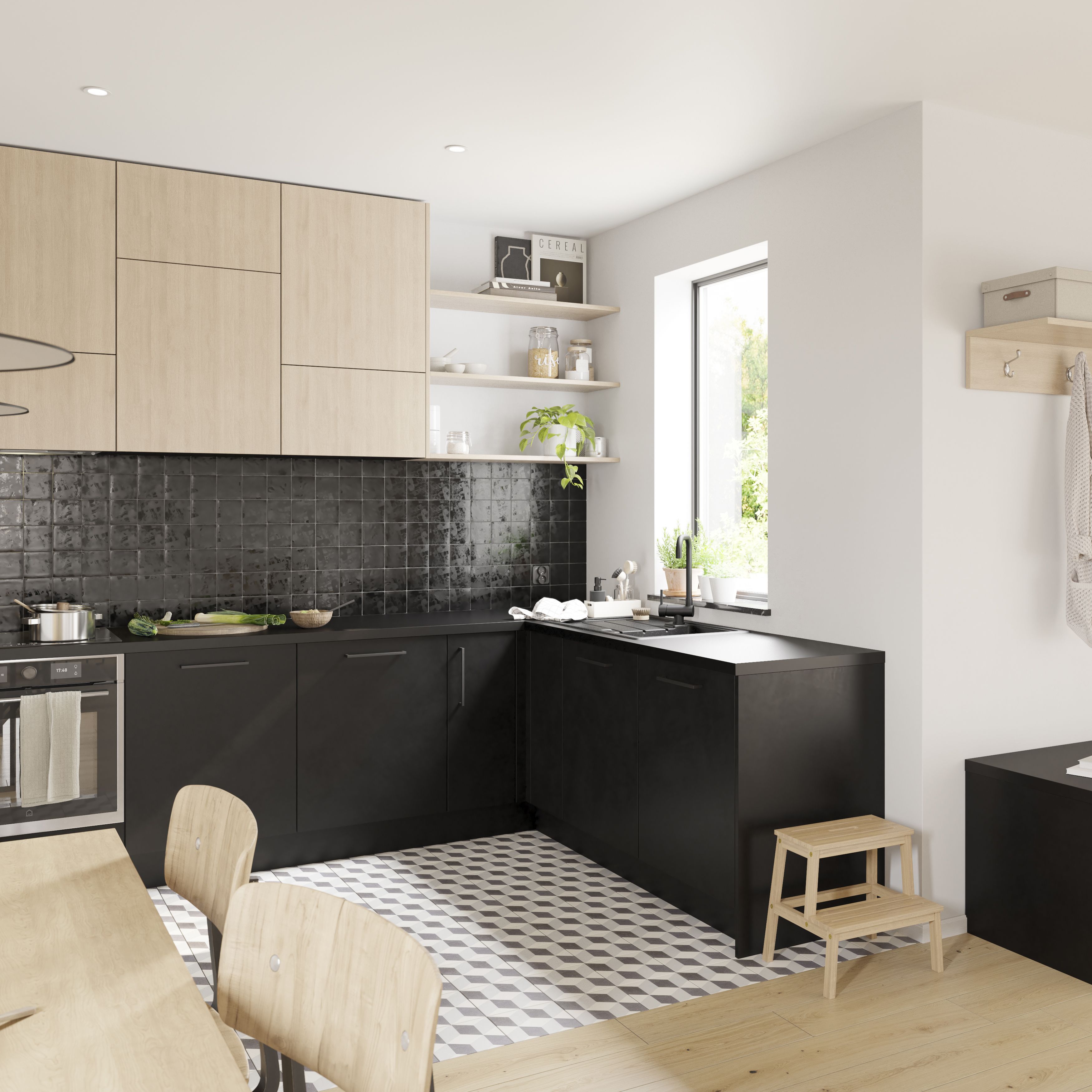 GoodHome Chia Light oak effect slab Standard Appliance Filler panel (H)58mm (W)597mm
