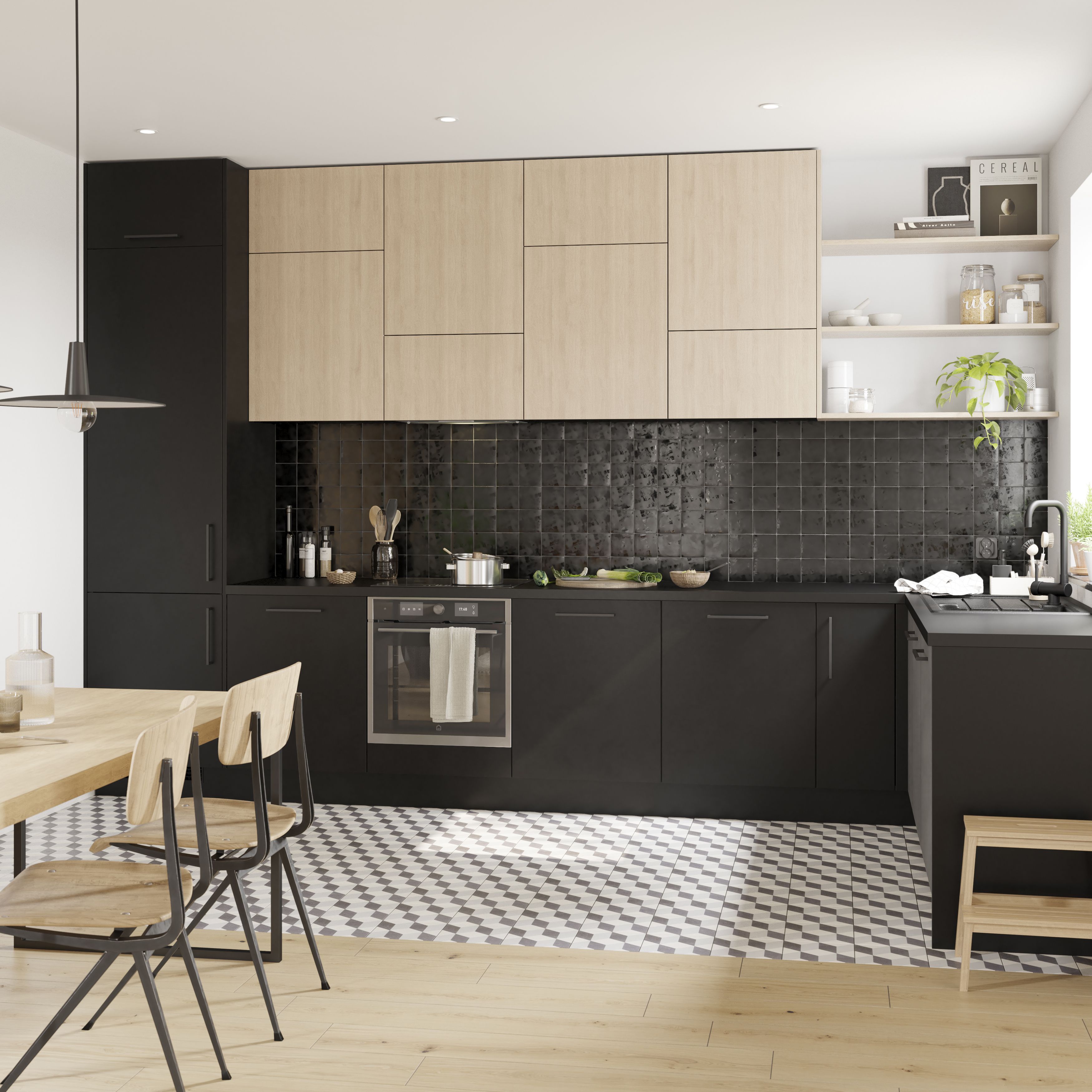 GoodHome Chia Light oak effect slab Standard Appliance Filler panel (H)58mm (W)597mm