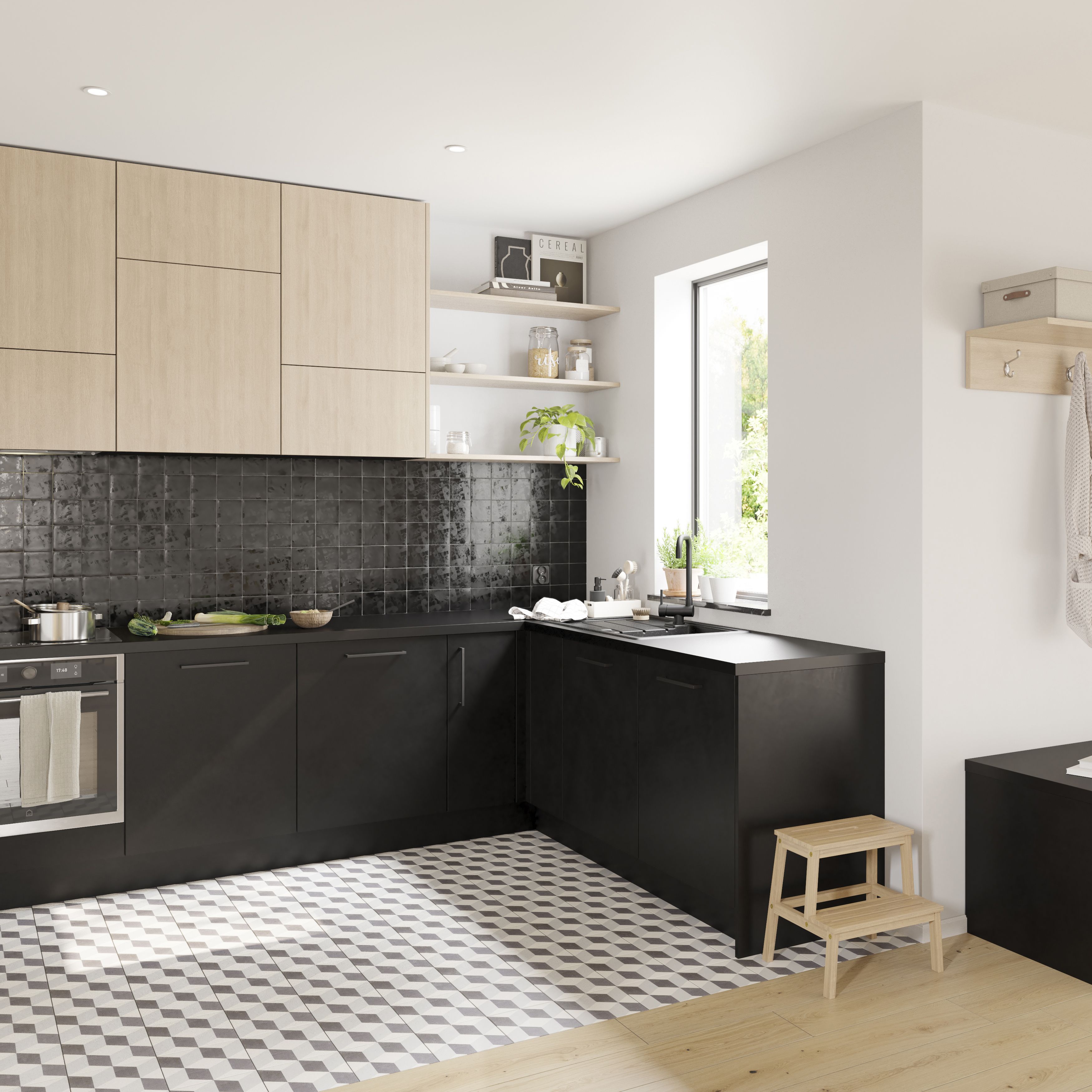 GoodHome Chia Light oak effect slab Standard Appliance Filler panel (H)58mm (W)597mm