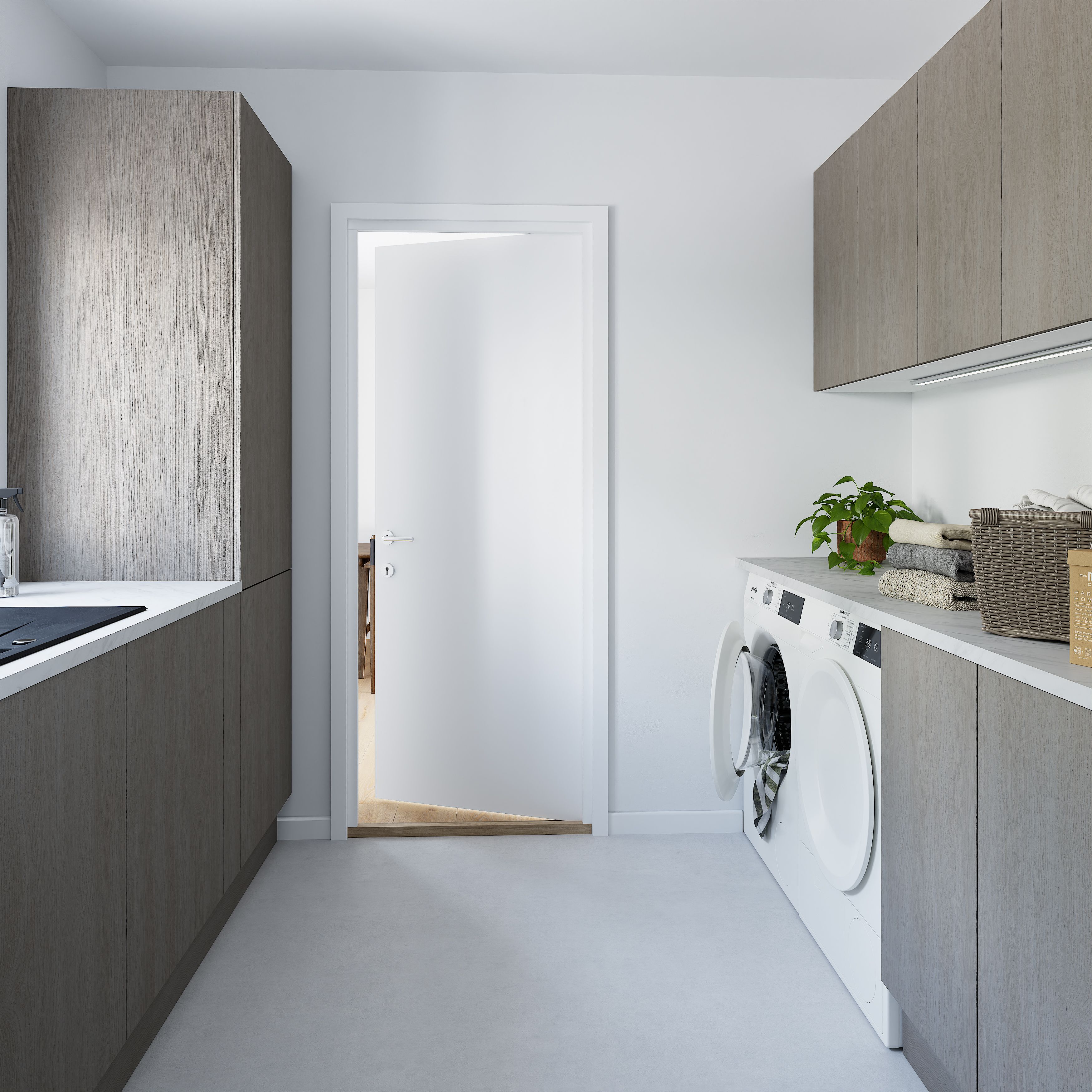 GoodHome Chia Matt grey oak effect Grey oak effect slab Standard End panel (H)720mm (W)570mm