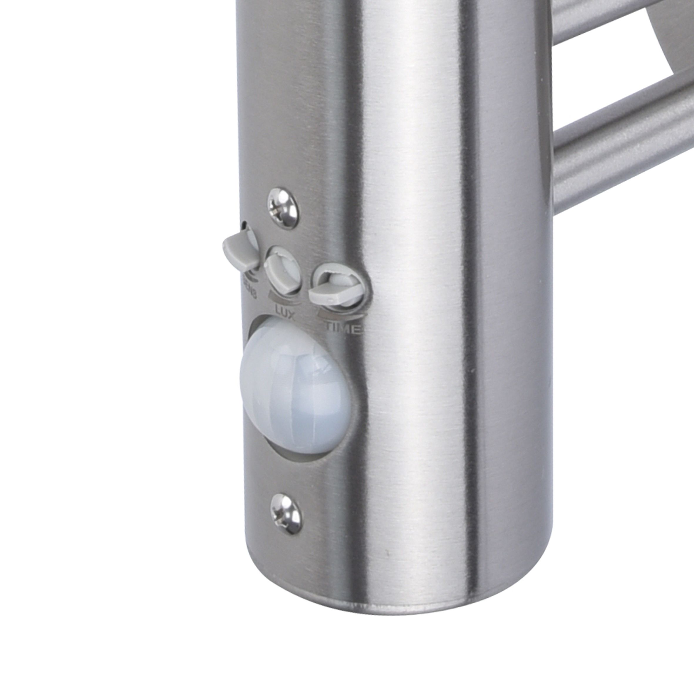 GoodHome Chignik Fixed Matt Stainless steel PIR With motion sensor Outdoor Lantern Wall light 60W