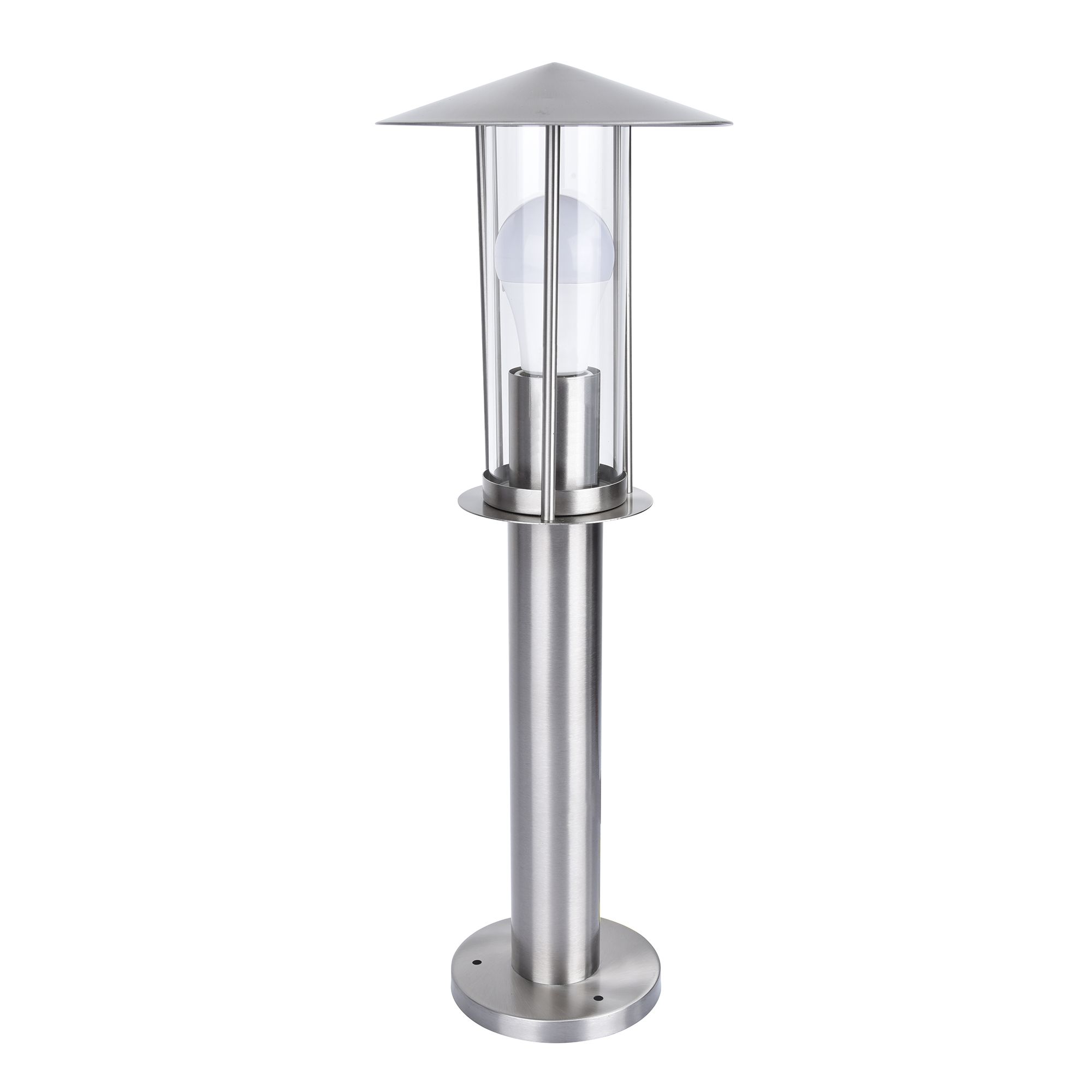 GoodHome Chignik Lantern Matt Stainless steel Mains-powered Outdoor Post light (H)500mm