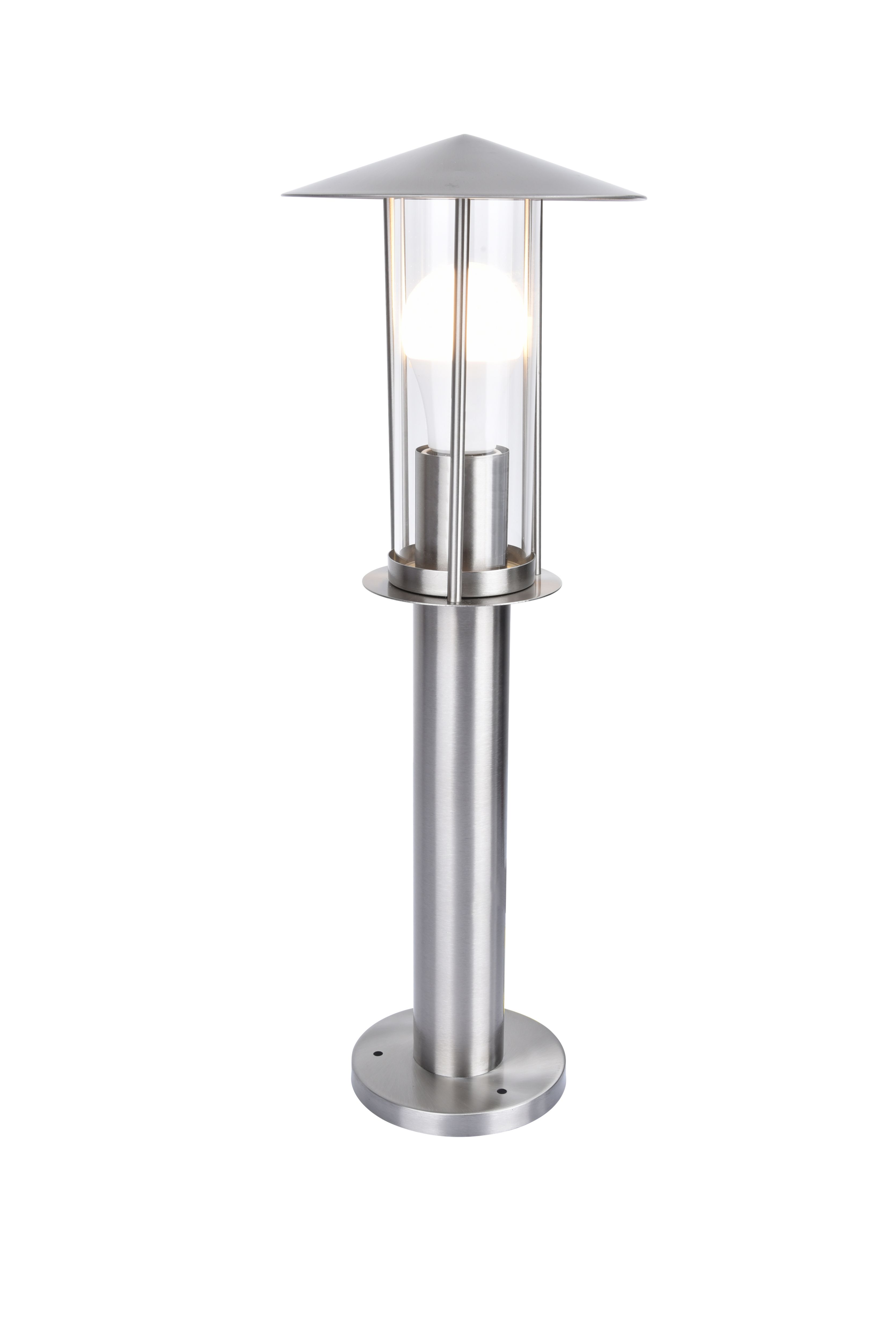 GoodHome Chignik Lantern Matt Stainless steel Mains-powered Outdoor Post light (H)500mm