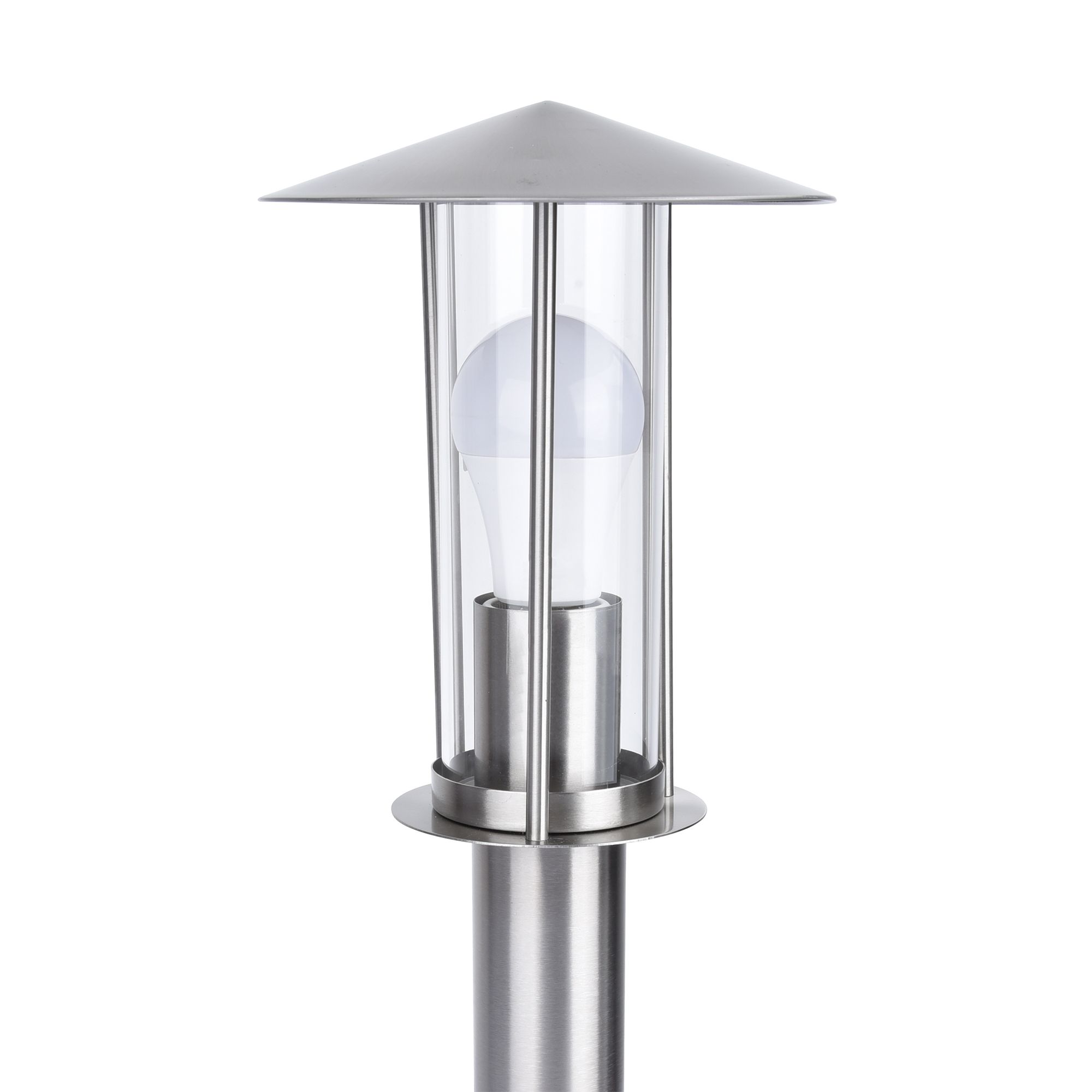 GoodHome Chignik Lantern Matt Stainless steel Mains-powered Outdoor Post light (H)500mm